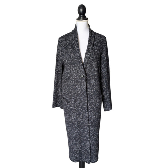 J. Jill Sweaters - J Jill Black White Wool Blend Button Duster Cardigan Sweater Size Small Speckled
